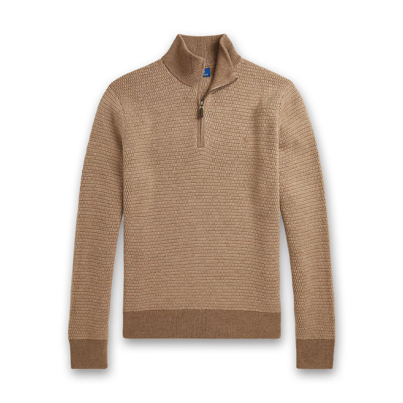 Ralph Lauren - Textured Wool 1/4 Jumper in Camel Combo