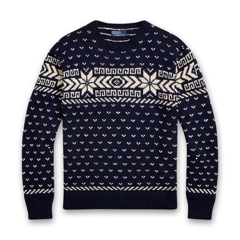 Ralph Lauren - Snowflake Cotton-Cashmere Sweater in Navy Combo