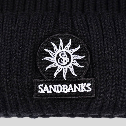 Sandbanks - Badge Logo Merino Wool Beanie in Black