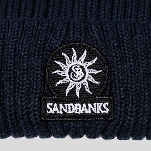 Sandbanks - Badge Logo Merino Wool Beanie in Navy