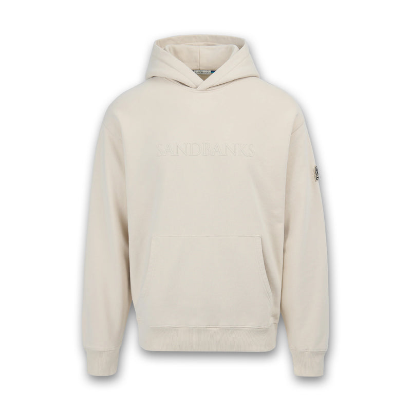 Sandbanks - Raised Rubber Logo Hoodie in Stone