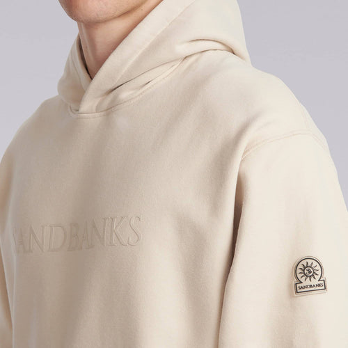 Sandbanks - Raised Rubber Logo Hoodie in Stone
