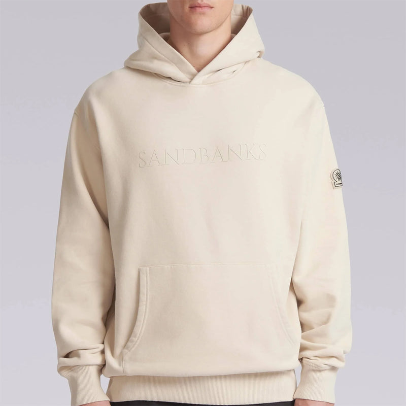 Sandbanks - Raised Rubber Logo Hoodie in Stone