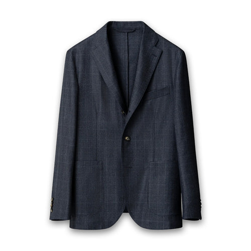 Eton - Check Flannel Soft Jacket in Navy - Nigel Clare