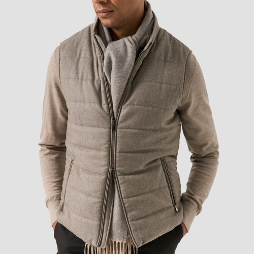 Eton - Flannel Wool Gilet in Fawn - Nigel Clare