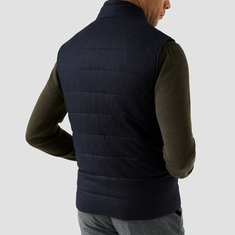 Eton - Flannel Wool Gilet in Navy Marl - Nigel Clare