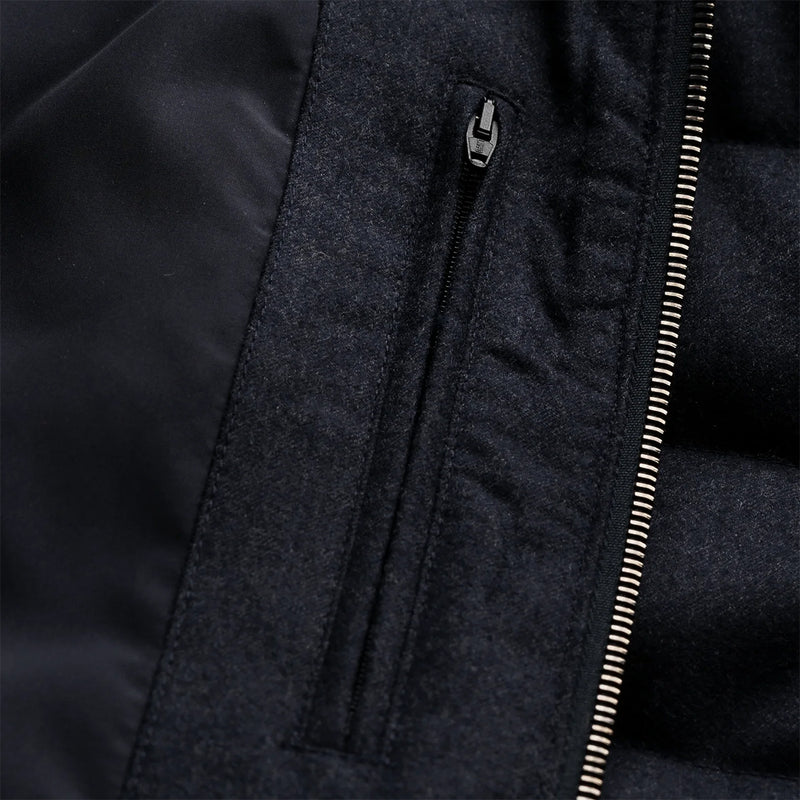 Eton - Flannel Wool Gilet in Navy Marl - Nigel Clare