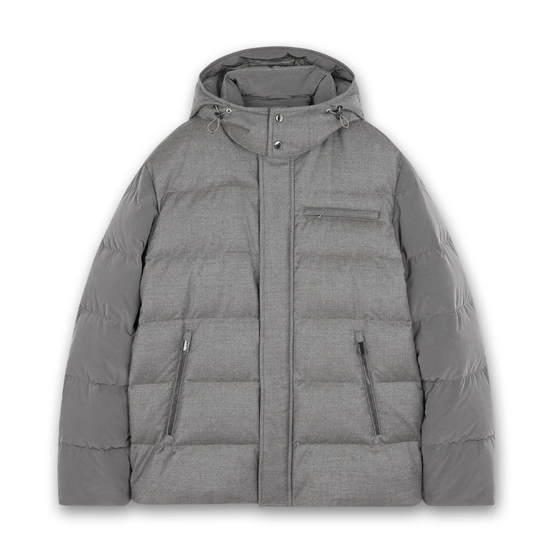 Paul & Shark - Wool & Silk Blend Puffer Jacket in Grey