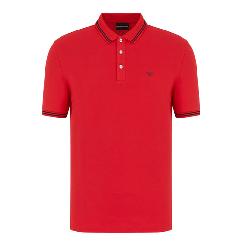 Emporio Armani - Cotton Pique Polo Shirt in Red - Nigel Clare