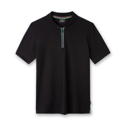 PS Paul Smith - Zip Neck Polo Shirt in Black - Nigel Clare