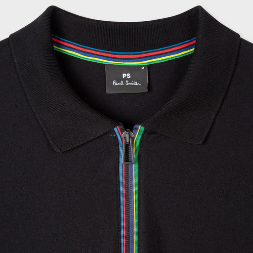 PS Paul Smith - Zip Neck Polo Shirt in Black - Nigel Clare
