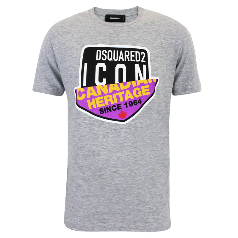 DSQUARED2 - Icon Heritage Print T-Shirt in Grey - Nigel Clare