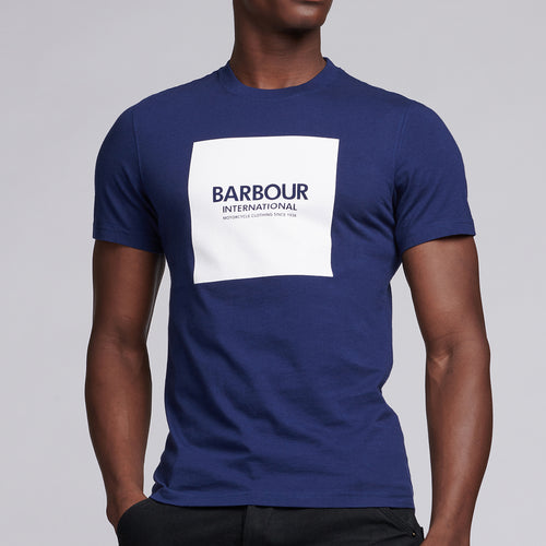 Barbour Intl - Block Logo T-Shirt in Blue - Nigel Clare