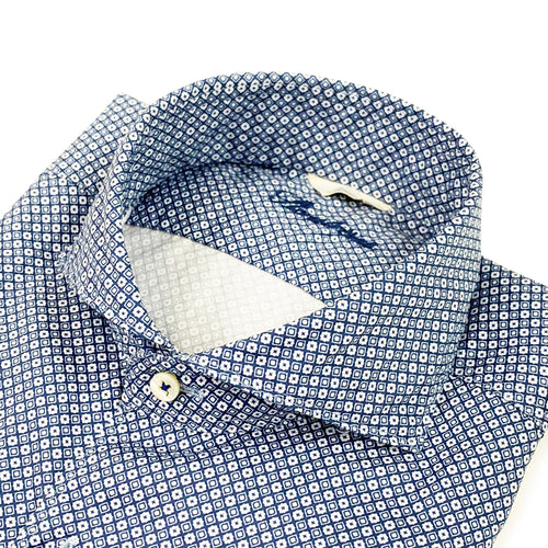 Stenstroms - Slimline Patterned Shirt in Blue - Nigel Clare