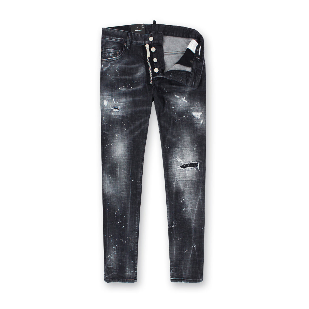 DSQUARED2 Black Powder Zip Wash Skater Jeans in Grey