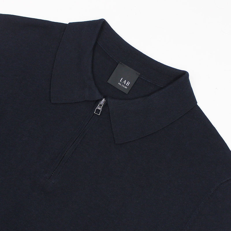Pal Zileri - Knitted Silk/Cotton Polo Shirt in Navy - Nigel Clare