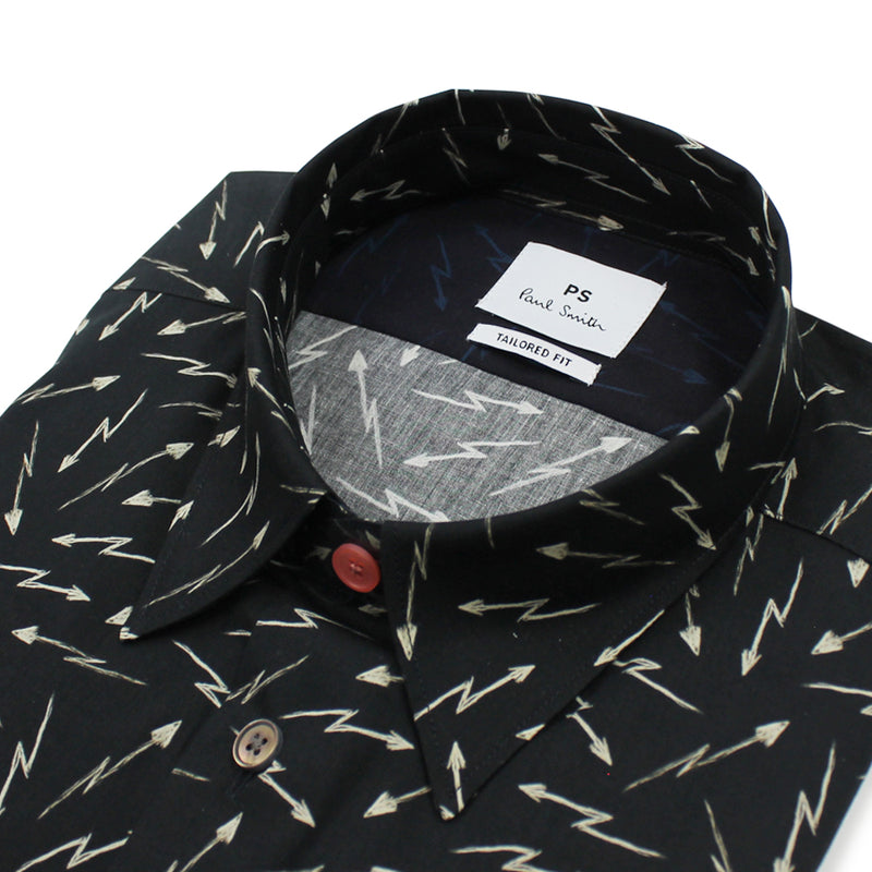 PS Paul Smith - Tailored Fit Arrow Print Shirt in Black - Nigel Clare