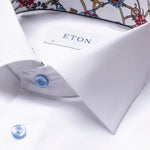 Eton - Contemporary Fit Design Print Trim Shirt in White - Nigel Clare