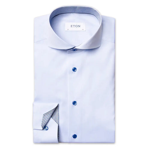 Eton - Slim Fit Circle Trim Shirt in Blue - Nigel Clare