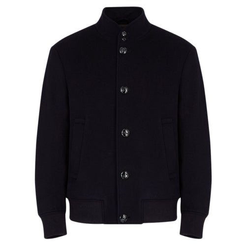 Emporio Armani - Buttoned Wool & Cashmere Blend Jacket in Navy - Nigel Clare