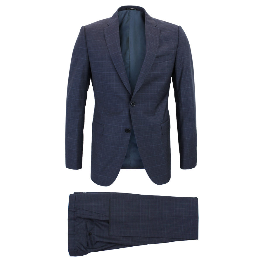 Emporio Armani M Line Slim Fit Check Suit in Navy Nigel Clare