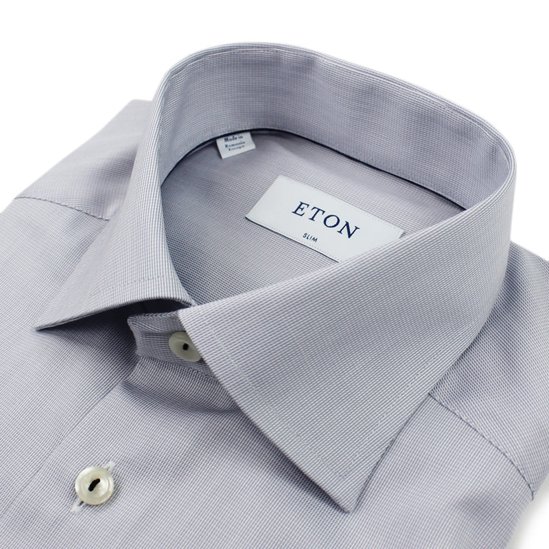 Eton - Slim Fit Patterned Twill Shirt in Blue - Nigel Clare