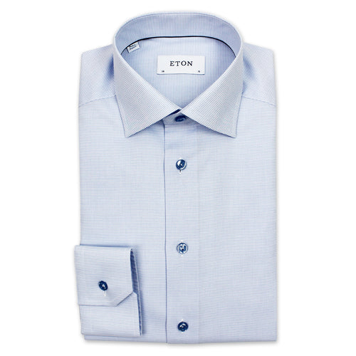 Eton - Slim Fit Micro Pattern Shirt in Blue - Nigel Clare
