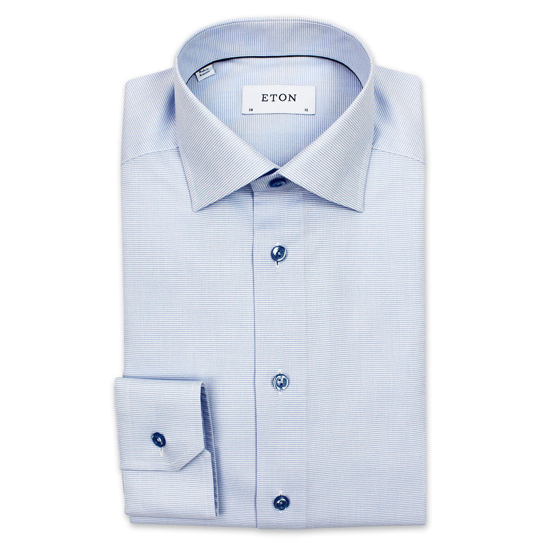 Eton - Slim Fit Micro Pattern Shirt in Blue - Nigel Clare