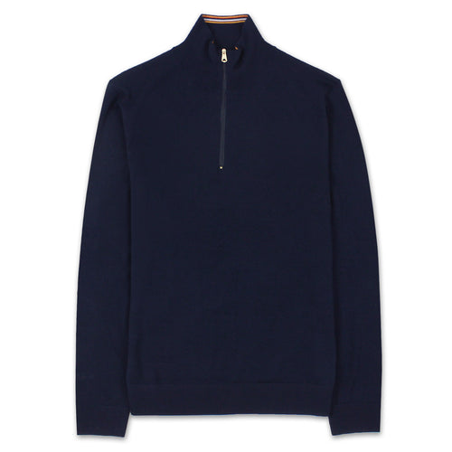 Paul Smith - Zip Neck Jumper in Navy - Nigel Clare