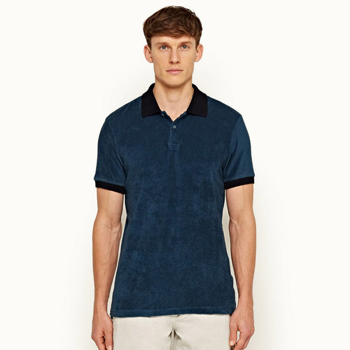 Orlebar Brown - Jarrett Towelling Polo Shirt in Blue Slate - Nigel Clare