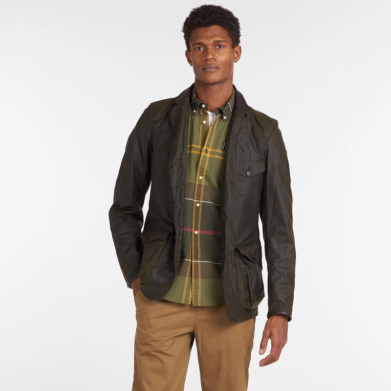 Barbour Beacon Sports Wax Jacket in Olive Nigel Clare