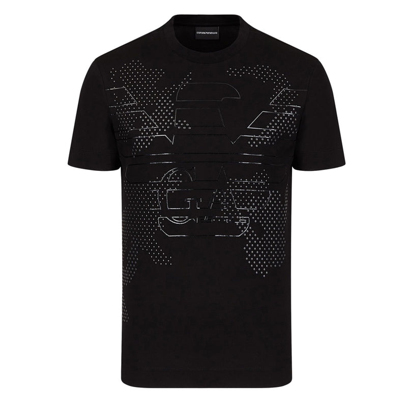 Emporio Armani - Stencilled Eagle Micro Stud T-Shirt in Black - Nigel Clare