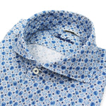 Stenstroms - Sicilian Tiles Casual Slimline Linen Shirt in Blue - Nigel Clare
