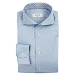 Eton - Slim Fit Patterned Trim Shirt in Blue - Nigel Clare