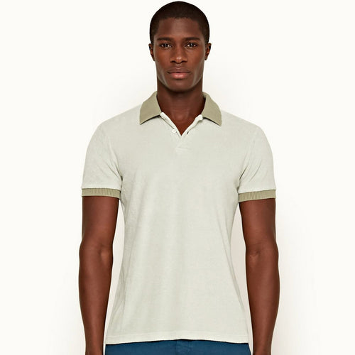 Orlebar Brown - Jarrett Towelling Polo Shirt in Rock Salt - Nigel Clare