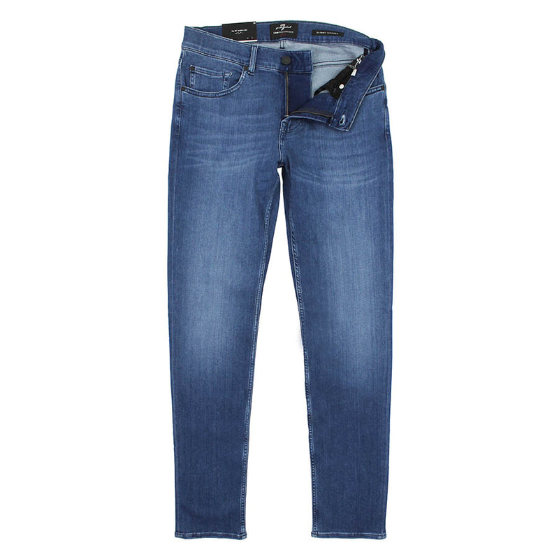 7 For All Mankind - Slimmy Tapered Luxe Jeans in Mid Blue - Nigel Clare