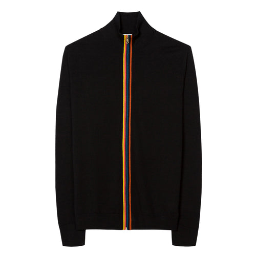 Paul Smith - 'Artist Stripe' Full Zip Cardigan in Black - Nigel Clare