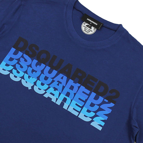 DSQUARED2 - Gradient Logo T-Shirt in Blue - Nigel Clare