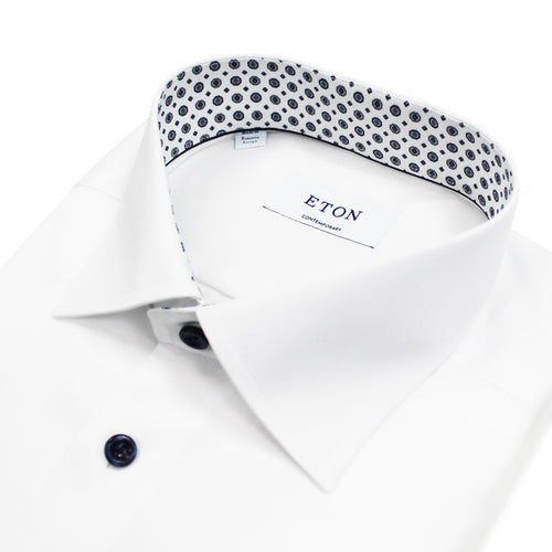 Eton - Contemporary Fit Shirt in White with Medallion Trim - Nigel Clare