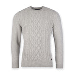 Barbour - Chunky Cable Knit Crew Neck Jumper in Fog - Nigel Clare