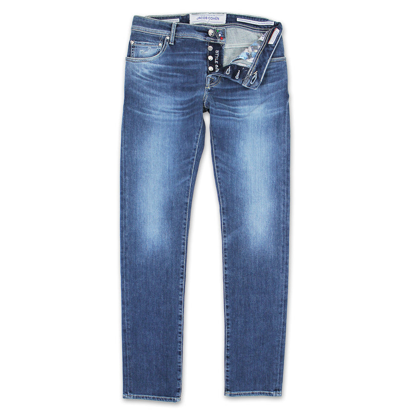 Jacob Cohen - J622 Comf Beige Patch Stone Wash Jeans in Blue - Nigel Clare