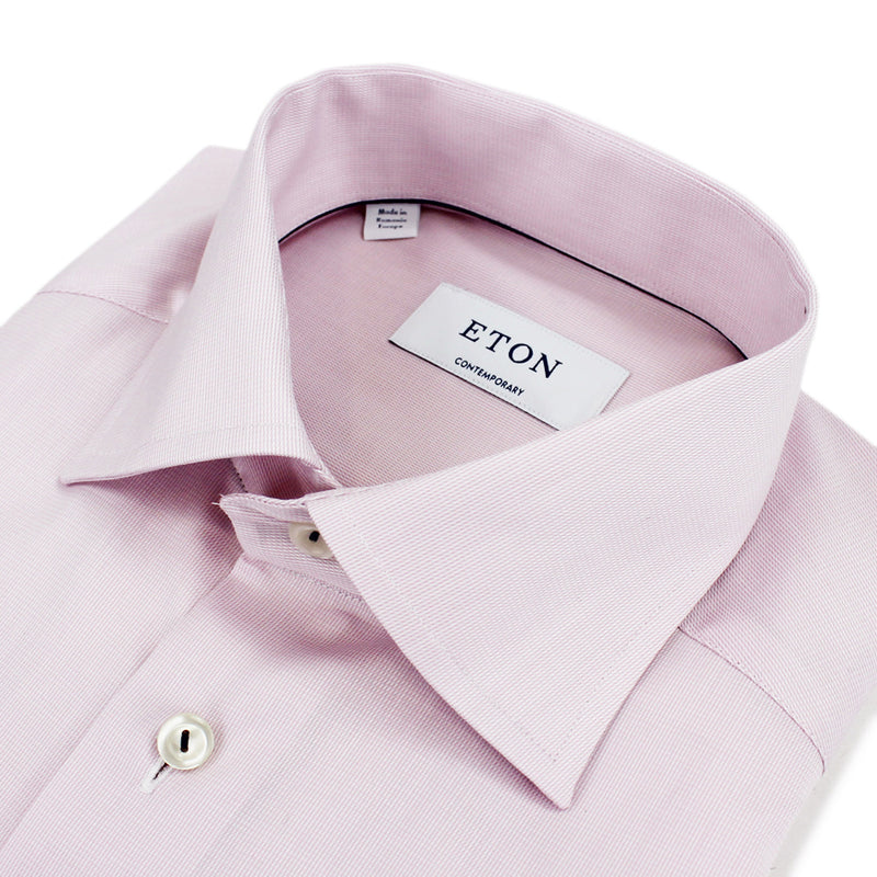 Eton - Contemporary Fit Textured Shirt in Pink & Red - Nigel Clare