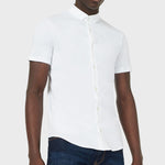 Emporio Armani - Short Sleeve Jersey Cotton Shirt in White - Nigel Clare