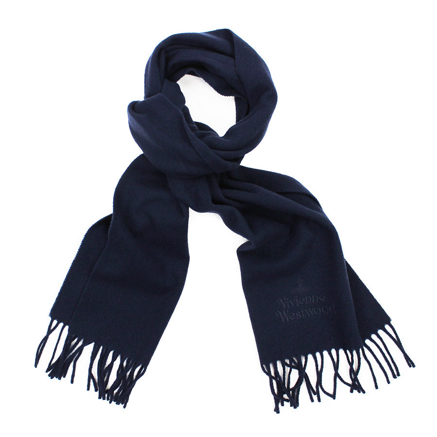 Vivienne Westwood - Embroidered Scarf in Dark Blue - Nigel Clare