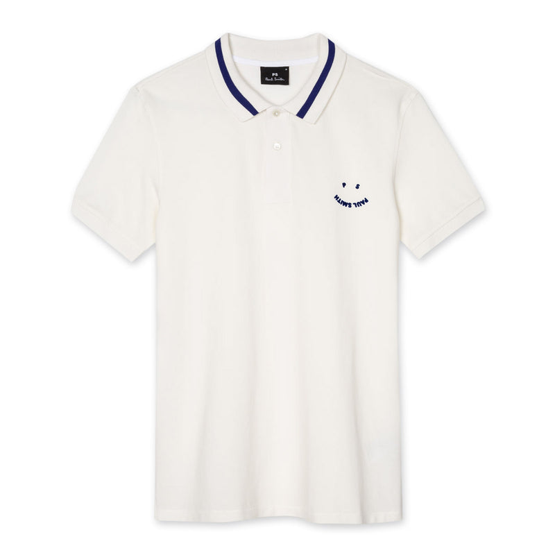 PS Paul Smith - Slim Fit 'Happy' Polo Shirt in Off White - Nigel Clare