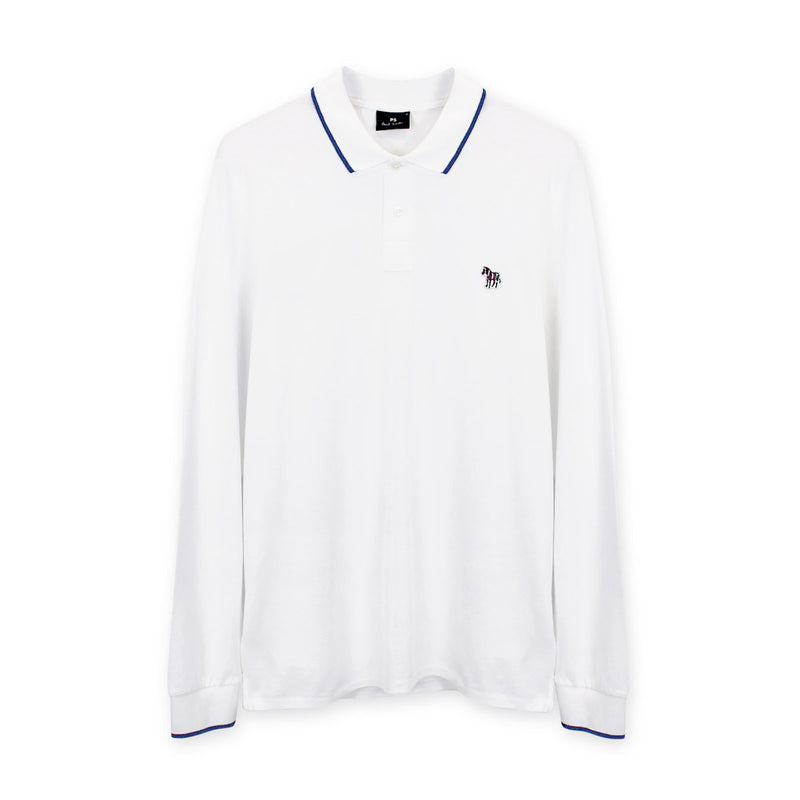 PS Paul Smith - Slim Fit LS Polo Shirt in White - Nigel Clare