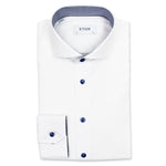 Eton - Slim Fit Circle Trim Shirt in White - Nigel Clare