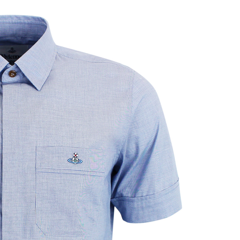 Vivienne Westwood - Micro Check SS Shirt in Blue - Nigel Clare