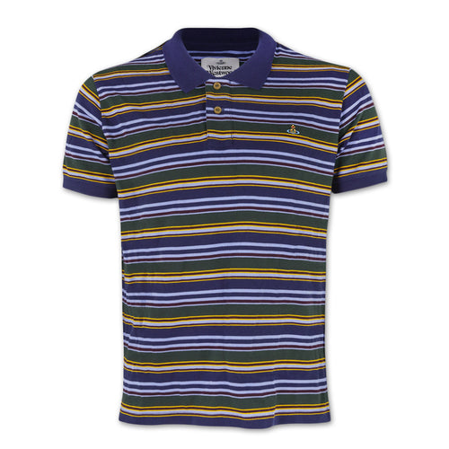 Vivienne Westwood - Striped Polo in Navy Green - Nigel Clare