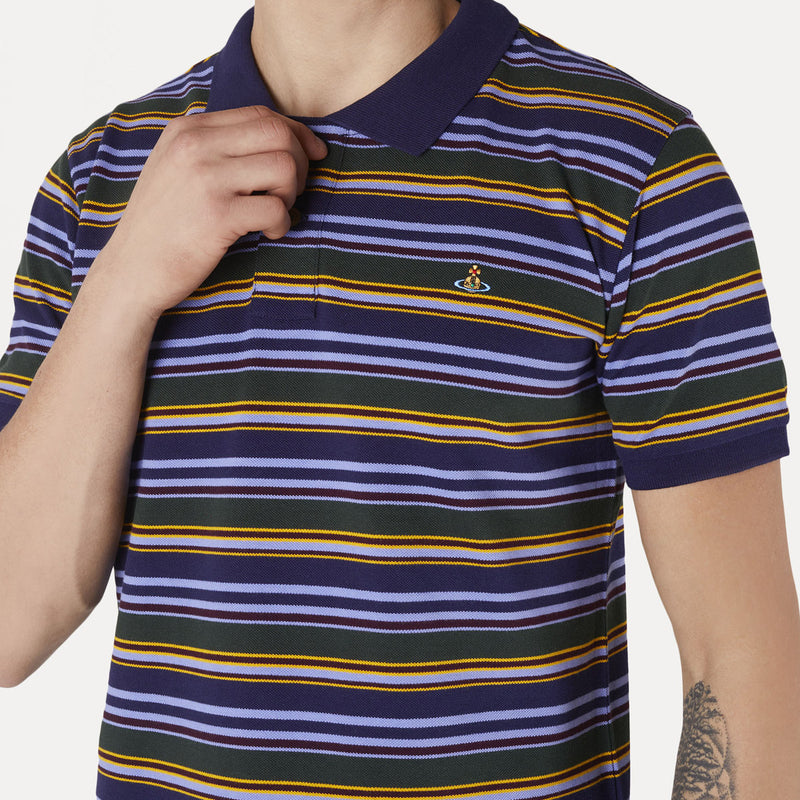Vivienne Westwood - Striped Polo in Navy Green - Nigel Clare
